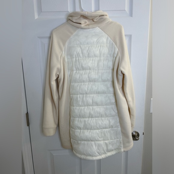 Lands End Womens Pullover XLarge Ivory white Fleece puff Quilted Turtleneck - Picture 5 of 5